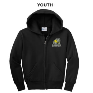 Borlaug Elementary Youth Classic Full-Zip Hooded Sweatshirt-Black