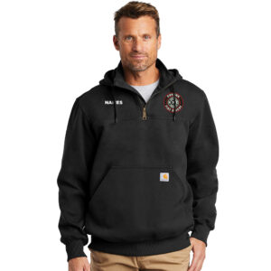 Coggan Fire Carhartt Adult Rain Defender Paxton Heavyweight Hooded Zip Mock Sweatshirt-Black