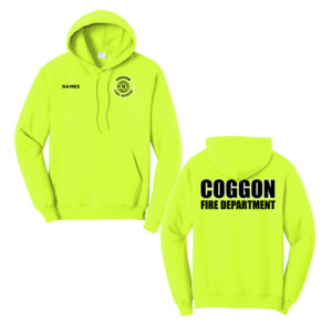 Coggan Fire Unisex Fleece Hooded Sweatshirt-Safety Green