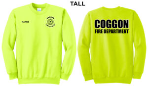 Coggan Fire Tall Fleece Crewneck Sweatshirt-Safety Green