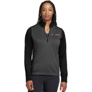 Clinton Game Day Nike Ladies Dri-FIT 1/2-Zip Cover-Up-Anthracite Heather/Black