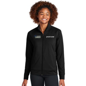 Camanche Cheer Sport Tek Ladies Sport Wick Stretch Full Zip Cadet Jacket-Black