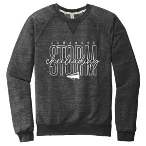 Camanche Cheer Unisex Jerzees Snow Heather French Terry Raglan Crew-Black Ink