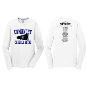 Camanche Cheer Men Long Sleeve Essential Blended Performance Tee-White