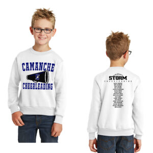 Camanche Cheer Youth Fleece Crewneck Sweatshirt-White