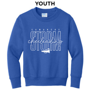 Camanche Cheer Youth Fleece Crewneck Sweatshirt-Royal