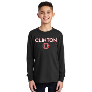 Clinton Youth Cotton Long Sleeve Tee-Black