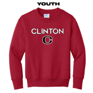 Clinton Youth Fleece Crewneck Sweatshirt-Red