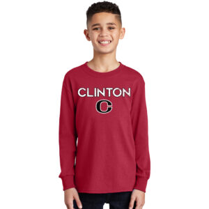 Clinton Youth Cotton Long Sleeve Tee-Red