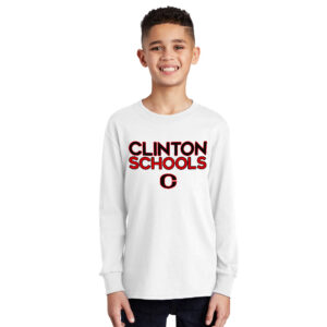 Clinton Youth Cotton Long Sleeve Tee-White