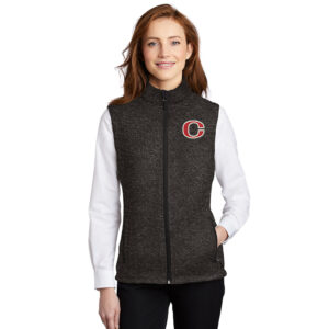 Clinton Port Authority Ladies Sweater Fleece Vest-Black Heather