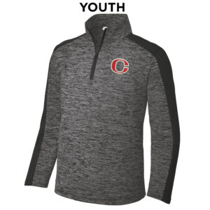 Clinton Sport-Tek YOUTH PosiCharge Electric Heather Colorblock 1/4 Zip-Grey Black Electric/ Black