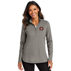 Clinton Port Authority Ladies C-FREE Double Knit 1/4-Zip-Smoke Grey
