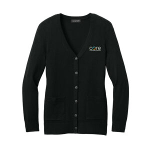 Core Plastech Port Authority Women’s Easy Care Button-Up Cardigan Sweater-Deep Black