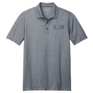 Core Plastech Port Authority Men Fine Pique Blend Polo-River Blue Navy Heather