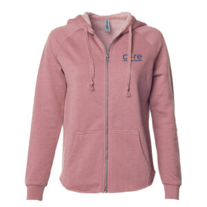 Core Plastech Women’s California Wave Wash Full-Zip Hooded Sweatshirt-Dusty Rose