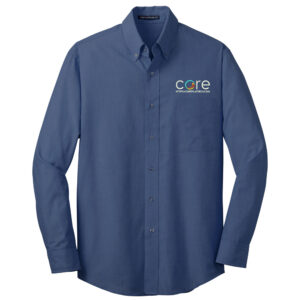 Core Plastech Port Authority Crosshatch Easy Care Shirt Men-Deep Blue