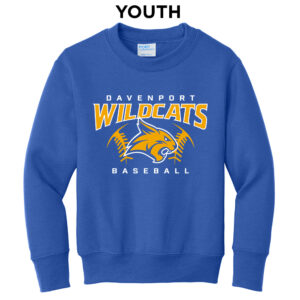 DW 10u Baseball Youth Fleece Crewneck Sweatshirt-Royal