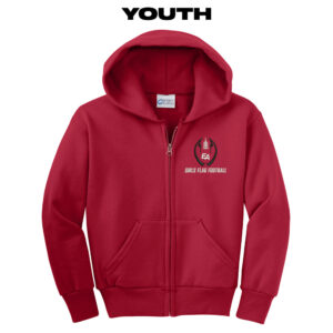 EA Girls Flag Football Youth Core Fleece Full Zip Hooded Sweatshirt-Red