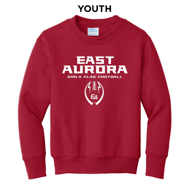 EA Girls Flag Football Youth Fleece Crewneck Sweatshirt-Red