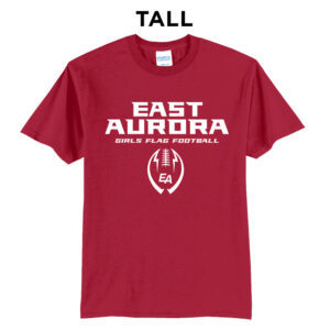 EA Girls Flag Football Tall Cotton Short Sleeve Tee-Red