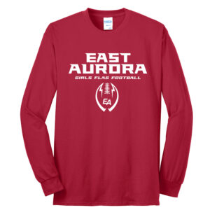EA Girls Flag Football Unisex Cotton Long Sleeve Tee-Red