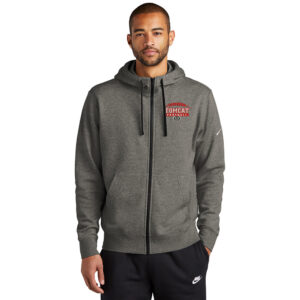 EA Football Nike Club Fleece Sleeve Swoosh Full Zip Hoodie Men-Charcoal Heather