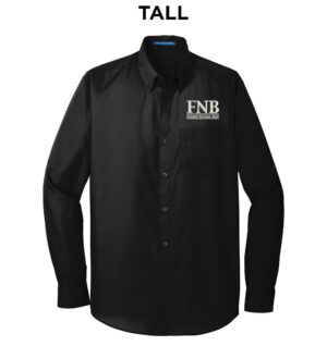 FNB Port Authority TALL Long Sleeve Carefree Poplin Shirt-Black