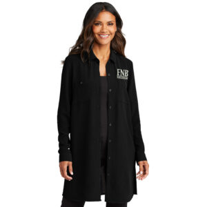 FNB Port Authority Women’s Textured Crepe Long Tunic-Black