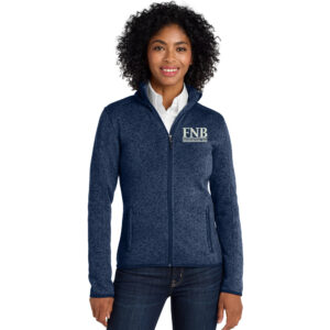 FNB Port Authority Ladies Sweater Fleece Jacket-River Blue Navy Heather
