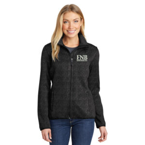 FNB Port Authority Ladies Sweater Fleece Jacket-Black Heather