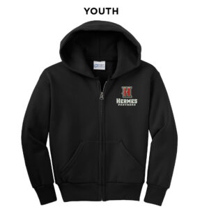 Hermes Elementary Youth Classic Full-Zip Hooded Sweatshirt-Black