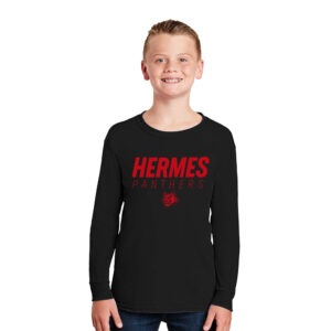 Hermes Elementary Youth Cotton Long Sleeve Tee-Black