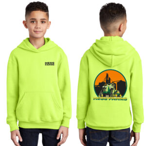 Hess Farms Youth Hooded Sweatshirt-Neon Yellow