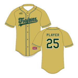 06. Trojans Rawlings Sublimated Full Button Jersey-Vegas Gold