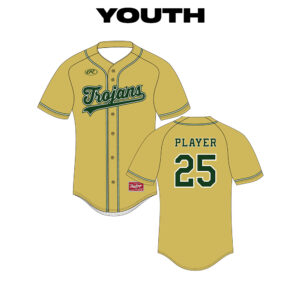 07. Trojans Rawlings YOUTH Sublimated Full Button Jersey-Vegas Gold