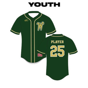 11. Trojans Rawlings YOUTH Sublimated Full Button Jersey-Dark Green