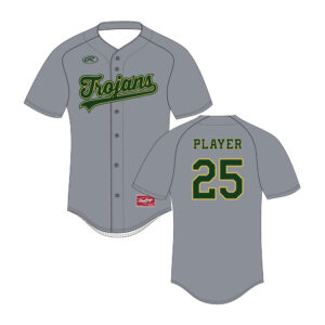 12. Trojans Rawlings Sublimated Full Button Jersey-Grey
