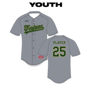 13. Trojans Rawlings YOUTH Sublimated Full Button Jersey-Grey