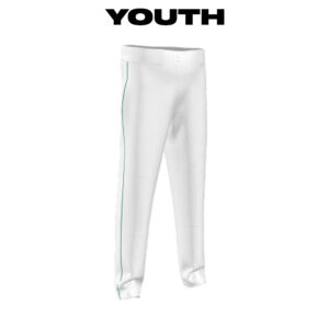 17. Rawlings YOUTH pro Semi-Relaxed Fit Baseball Pant-White with Dark Green Braid