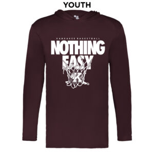 Kankakee Basketball Badger YOUTH B-Core Long Sleeve Hood Tee-Maroon