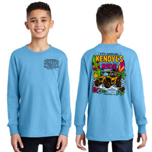 Kendyls Ride Youth Cotton Long Sleeve Tee-Aquatic Blue