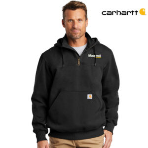 Maxwell Construction Carhartt Rain Defender Men Paxton Heavyweight Hooded Zip Mock Sweatshirt-Black