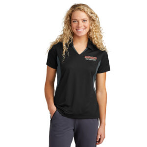 Maq Trap Sport-Tek Ladies Side Blocked Micropique Sport-Wick Polo-Black/Iron Grey