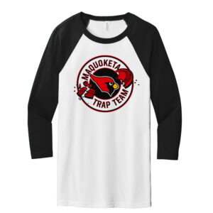 Maq Trap Bella Canvas Unisex 3/4 Sleeve Baseball Tee-White/Black