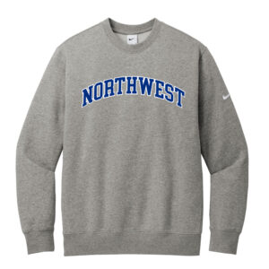 Northwest Nike Club Fleece Sleeve Swoosh Crew Adult-Dark Grey Heather