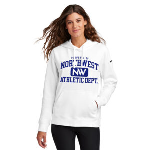 Northwest Nike Women’s Club Fleece Sleeve Swoosh Pullover Hoodie-White