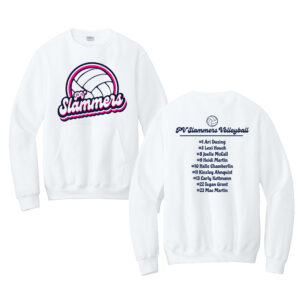 PV Slammers Unisex Core Fleece Crewneck Pocket Sweatshirt-White