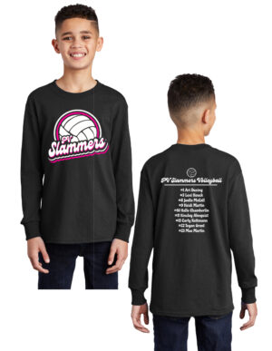 PV Slammers Youth Cotton Long Sleeve Tee-Black