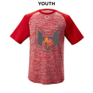QC Heat BB Evoshield YOUTH E304 performance color block short sleeve performance shirt-Scarlet (YM/YL)
